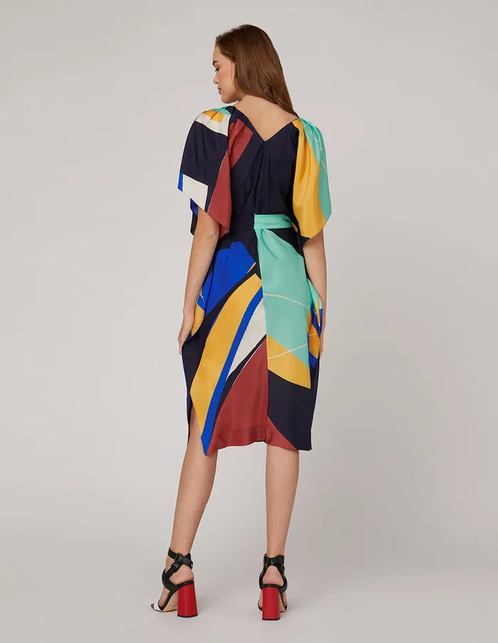 MARYLING Printed Dress Vneck Ruffled Sleeves Dress Mix 8211 Women MARYLING Printed Dress Vneck Ruffled Sleeves Dress Mix 8211 Women