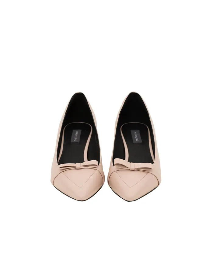 MARYLING Shoes Leather Bow Knot Pointed Toe Low Heel Dress Shoes White 8211 Women MARYLING Shoes Leather Bow Knot Pointed Toe Low Heel Dress Shoes White 8211 Women