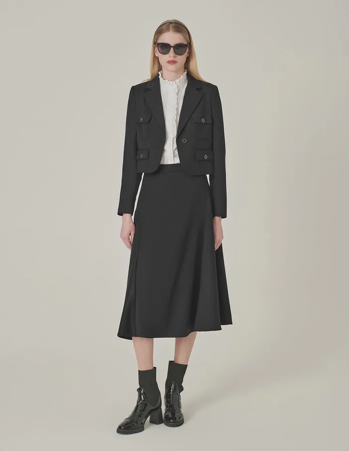 MARYLING Skirts Black Curved Split Skirt Black 8211 Women MARYLING Skirts Black Curved Split Skirt Black 8211 Women