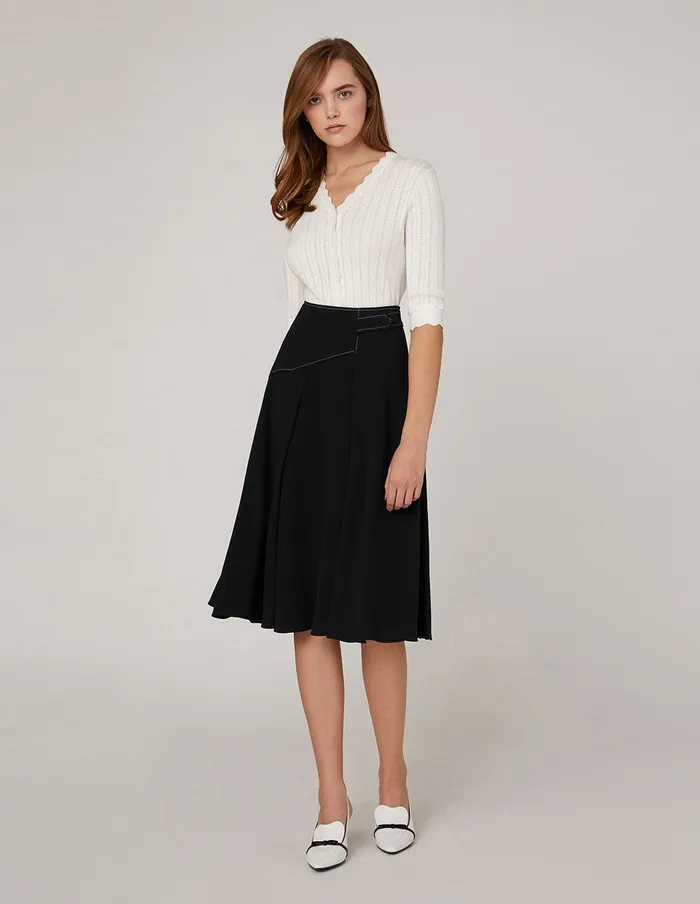 MARYLING Skirts Black White Topstitching Skirt Black 8211 Women