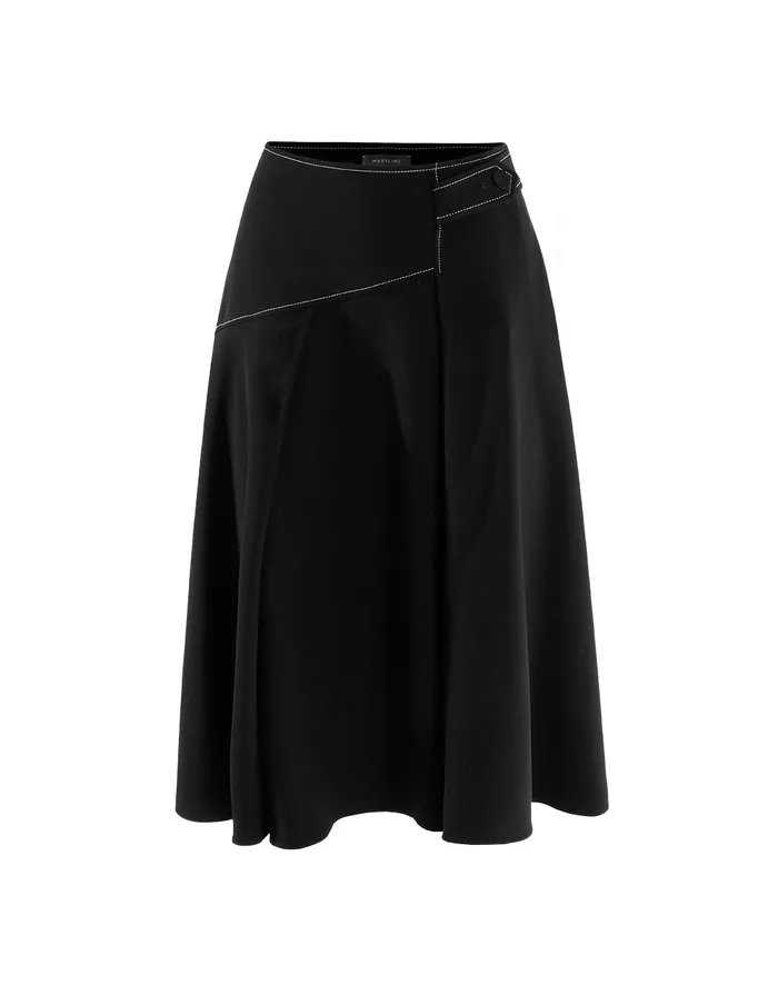 MARYLING Skirts Black White Topstitching Skirt Black 8211 Women