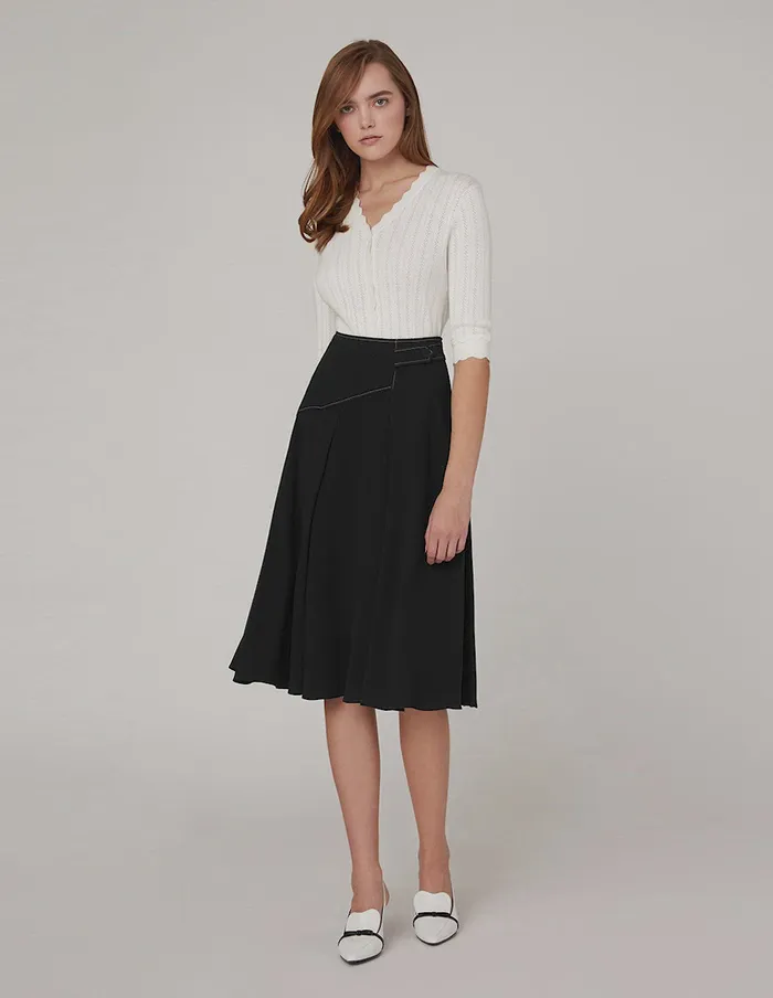 MARYLING Skirts Black White Topstitching Skirt Black 8211 Women