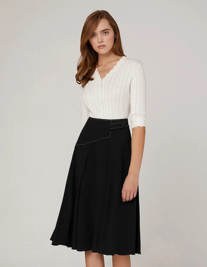 MARYLING Skirts Black White Topstitching Skirt Black 8211 Women