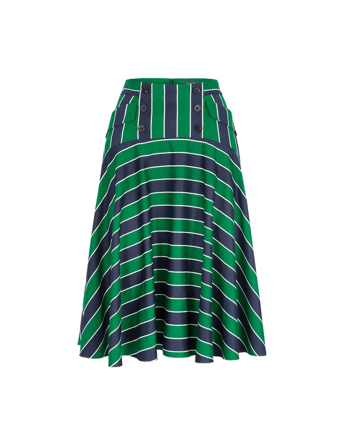 MARYLING Skirts Blue And Green Striped Flared Short Skirt Mix 8211 Women MARYLING Skirts Blue And Green Striped Flared Short Skirt Mix 8211 Women