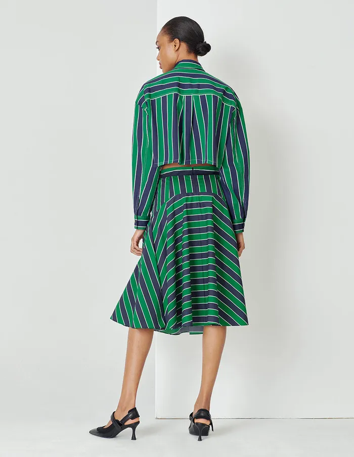 MARYLING Skirts Blue And Green Striped Flared Short Skirt Mix 8211 Women MARYLING Skirts Blue And Green Striped Flared Short Skirt Mix 8211 Women
