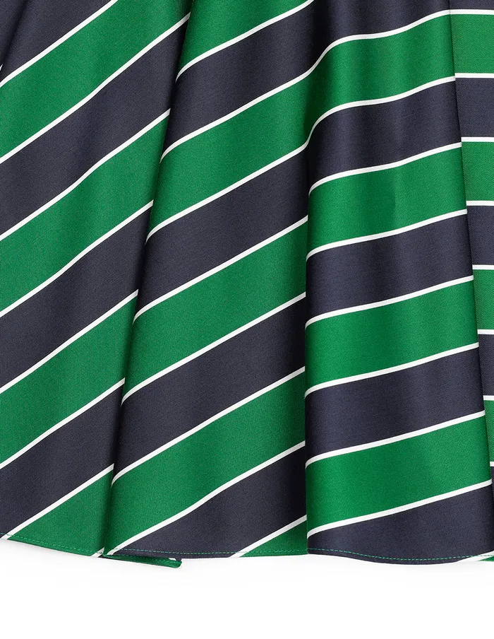 MARYLING Skirts Blue And Green Striped Flared Short Skirt Mix 8211 Women MARYLING Skirts Blue And Green Striped Flared Short Skirt Mix 8211 Women