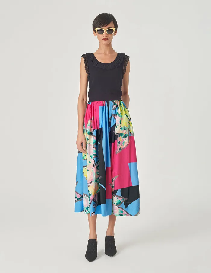 MARYLING Skirts Cotton Art Print Skirt Rose 8211 Women