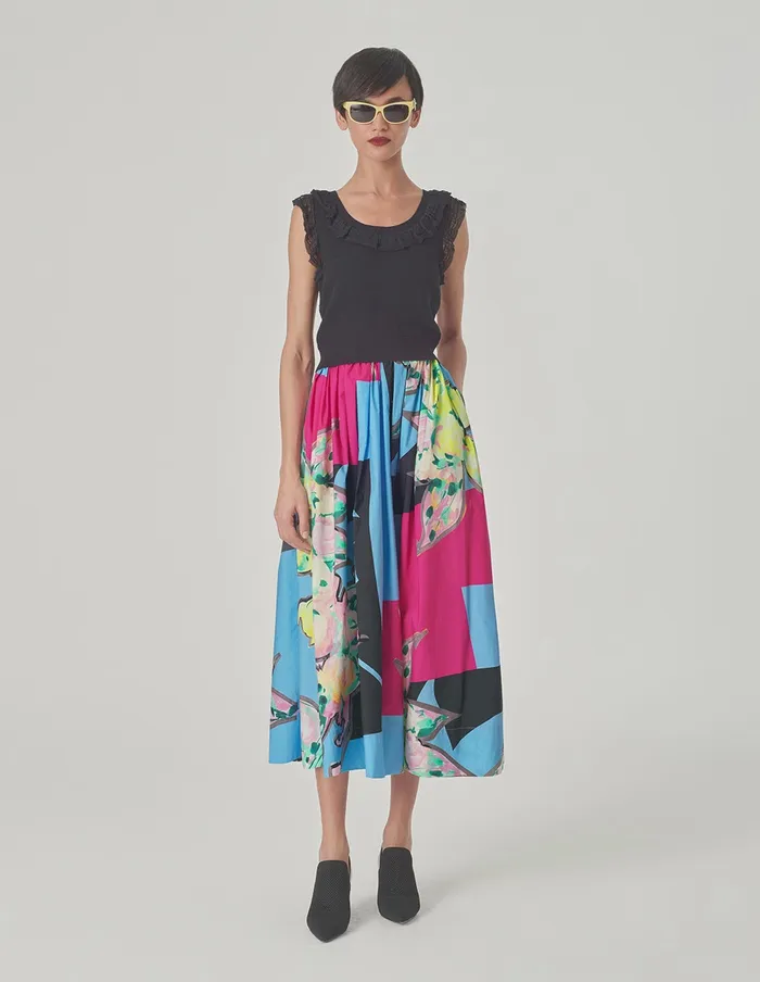 MARYLING Skirts Cotton Art Print Skirt Rose 8211 Women MARYLING Skirts Cotton Art Print Skirt Rose 8211 Women