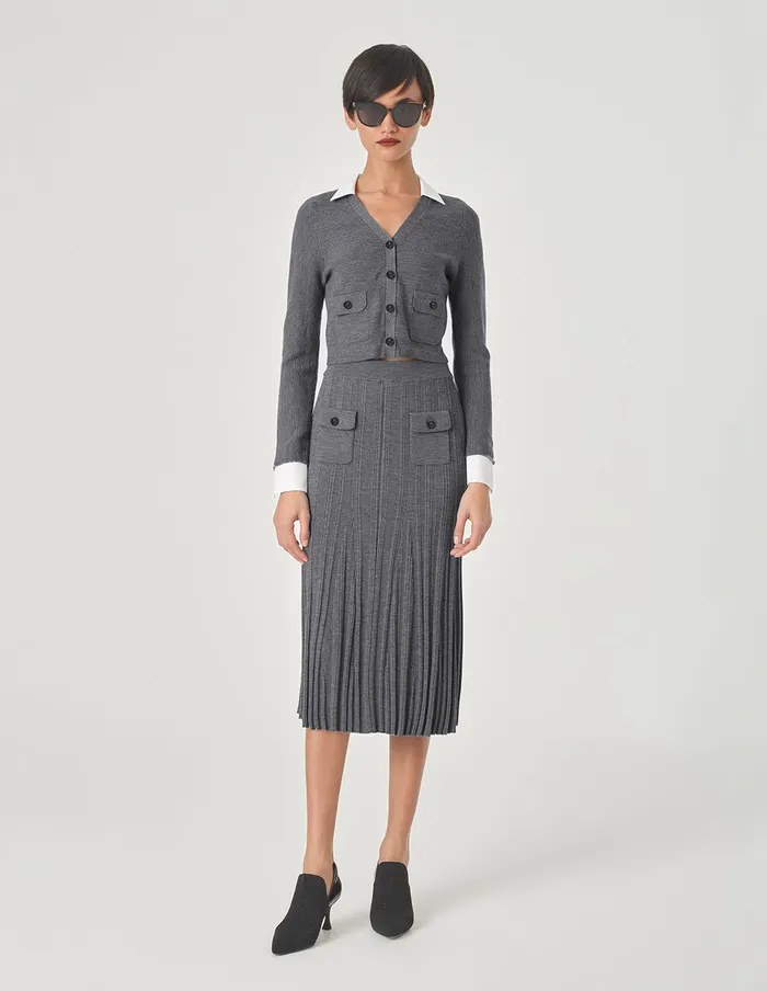 MARYLING Skirts Gray Pinpleated Fishtail Knitted Skirt Grey 8211 Women