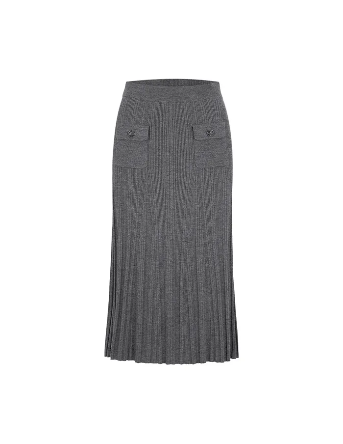 MARYLING Skirts Gray Pinpleated Fishtail Knitted Skirt Grey 8211 Women MARYLING Skirts Gray Pinpleated Fishtail Knitted Skirt Grey 8211 Women