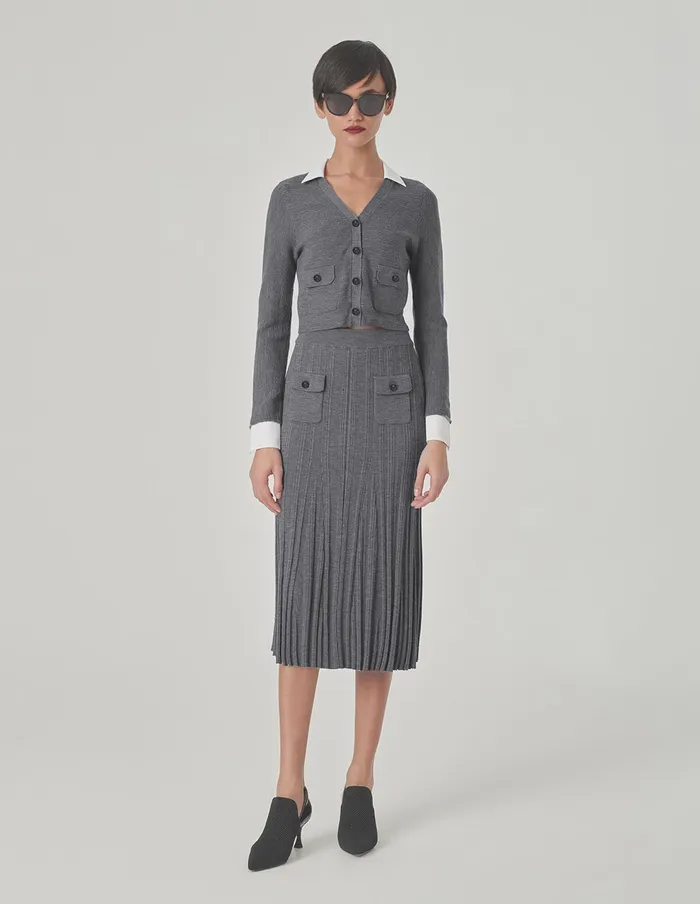 MARYLING Skirts Gray Pinpleated Fishtail Knitted Skirt Grey 8211 Women MARYLING Skirts Gray Pinpleated Fishtail Knitted Skirt Grey 8211 Women