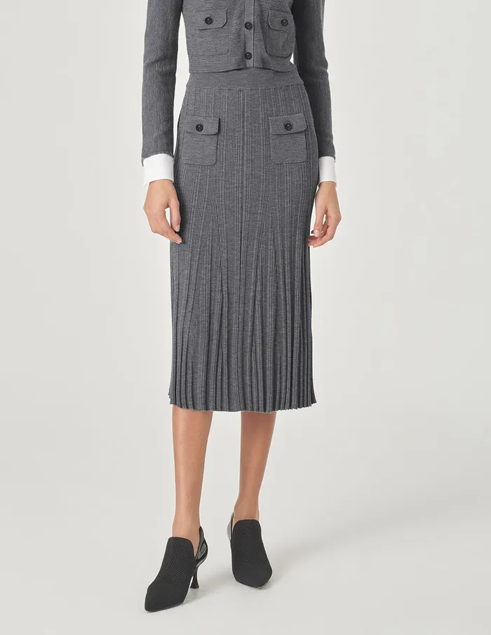 MARYLING Skirts Gray Pinpleated Fishtail Knitted Skirt Grey 8211 Women MARYLING Skirts Gray Pinpleated Fishtail Knitted Skirt Grey 8211 Women