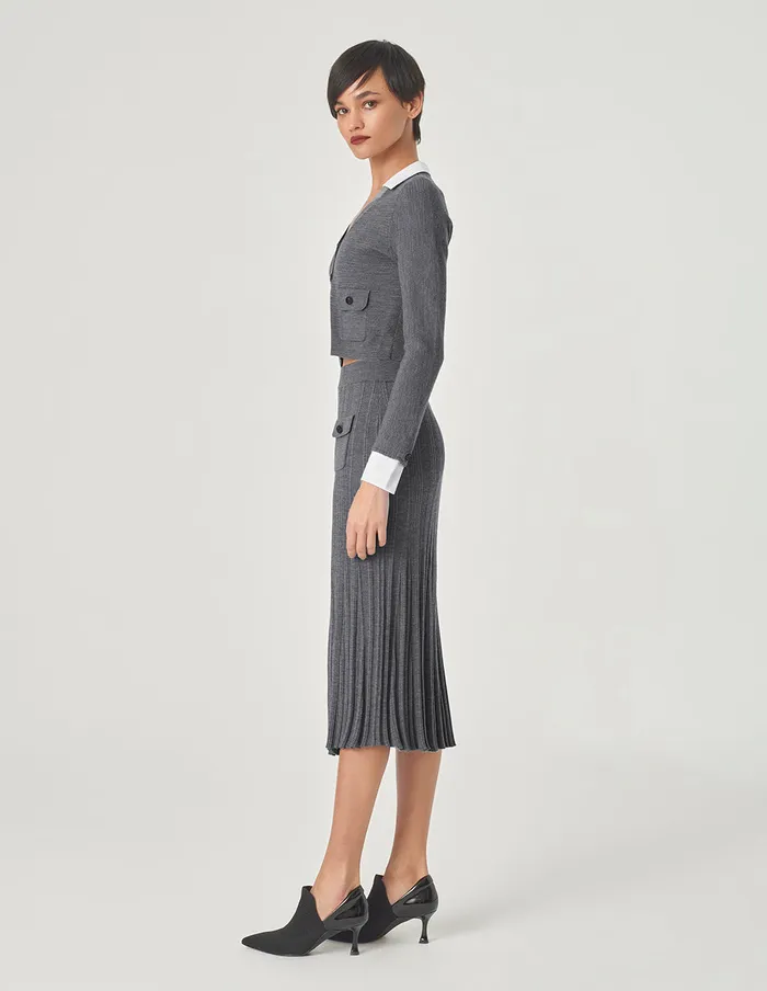 MARYLING Skirts Gray Pinpleated Fishtail Knitted Skirt Grey 8211 Women MARYLING Skirts Gray Pinpleated Fishtail Knitted Skirt Grey 8211 Women