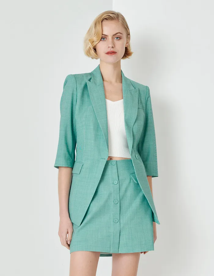 MARYLING Skirts Light Green Small Check Houndstooth Button Skirt Mix 8211 Women MARYLING Skirts Light Green Small Check Houndstooth Button Skirt Mix 8211 Women