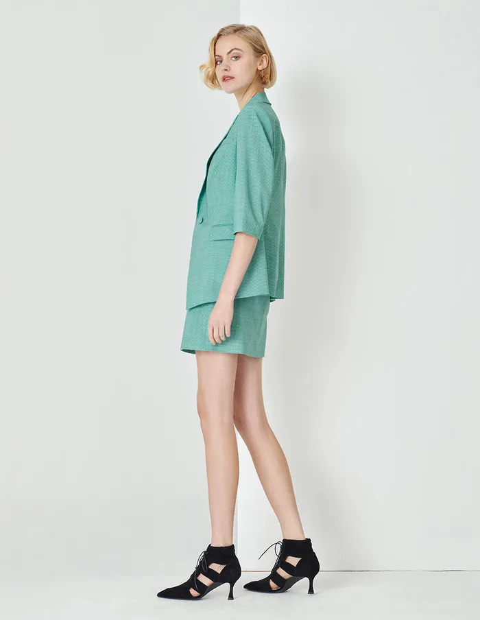 MARYLING Skirts Light Green Small Check Houndstooth Button Skirt Mix 8211 Women MARYLING Skirts Light Green Small Check Houndstooth Button Skirt Mix 8211 Women