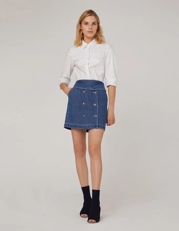 MARYLING Skirts METAL BUTTON DOUBLEBREASTED DENIM SKIRT Blue 8211 Women