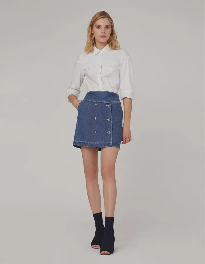 MARYLING Skirts METAL BUTTON DOUBLEBREASTED DENIM SKIRT Blue 8211 Women