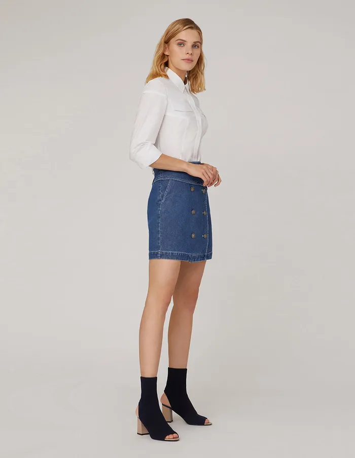 MARYLING Skirts METAL BUTTON DOUBLEBREASTED DENIM SKIRT Blue 8211 Women