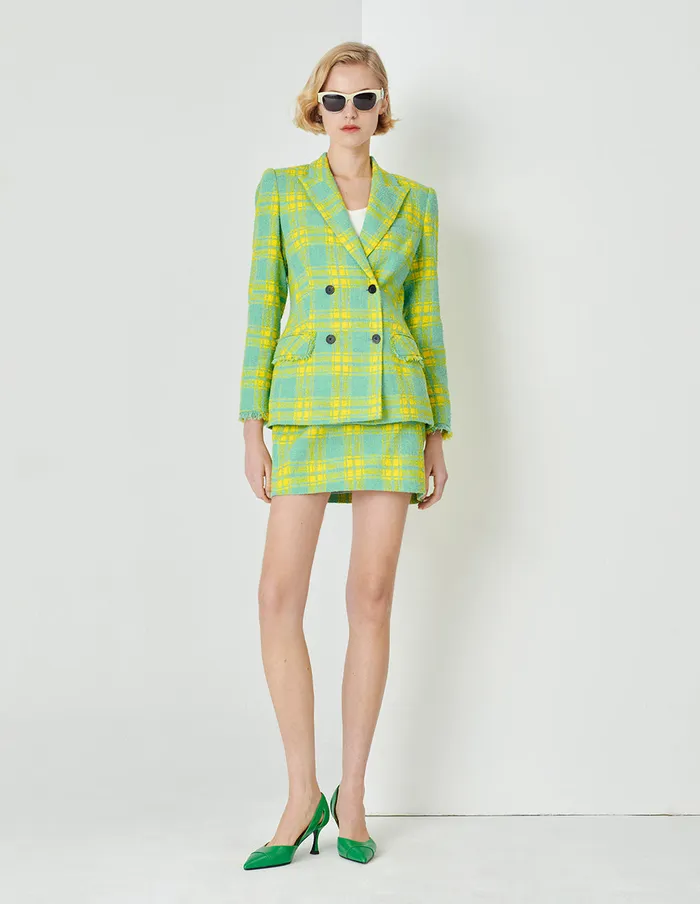 MARYLING Skirts Spring Green Plaid Mini Skirt Mix 8211 Women