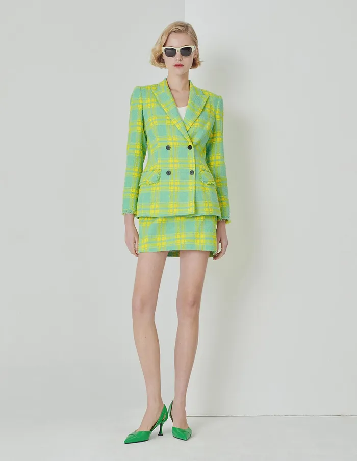 MARYLING Skirts Spring Green Plaid Mini Skirt Mix 8211 Women MARYLING Skirts Spring Green Plaid Mini Skirt Mix 8211 Women