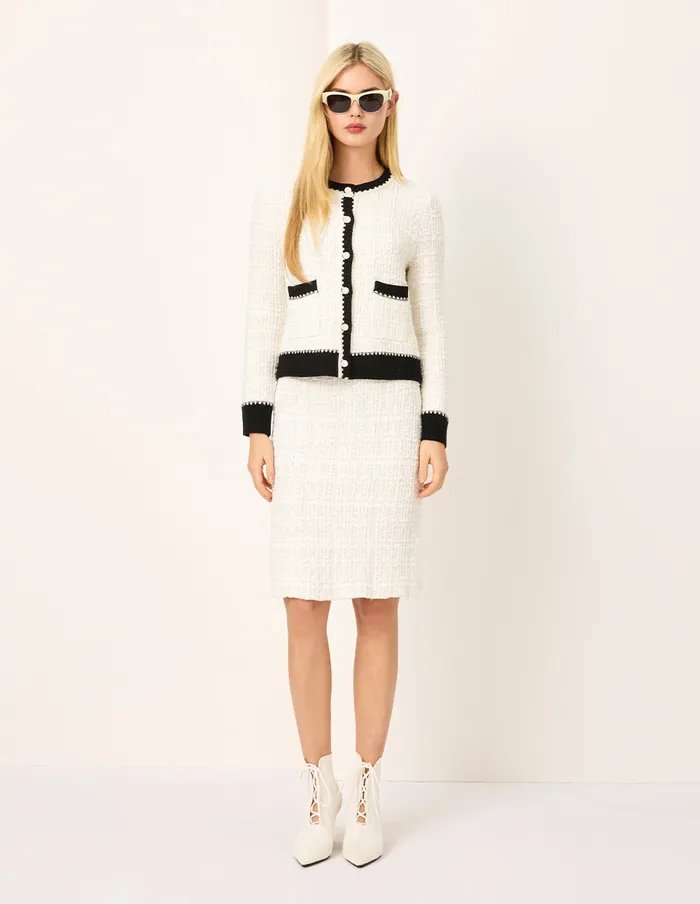 MARYLING Skirts Straight KneeLength White Textured Knit Skirt Snow 8211 Women MARYLING Skirts Straight KneeLength White Textured Knit Skirt Snow 8211 Women