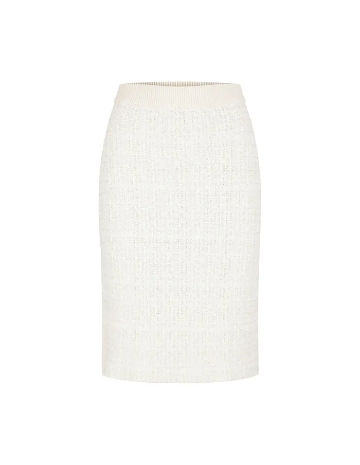 MARYLING Skirts Straight KneeLength White Textured Knit Skirt Snow 8211 Women MARYLING Skirts Straight KneeLength White Textured Knit Skirt Snow 8211 Women