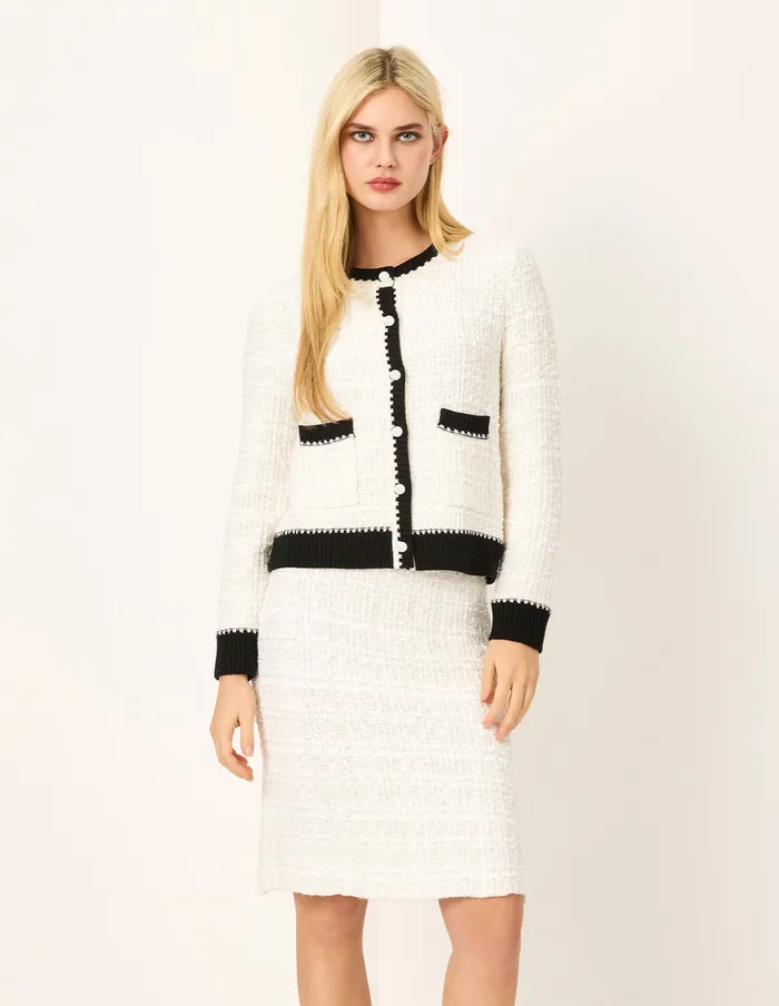 MARYLING Skirts Straight KneeLength White Textured Knit Skirt Snow 8211 Women MARYLING Skirts Straight KneeLength White Textured Knit Skirt Snow 8211 Women