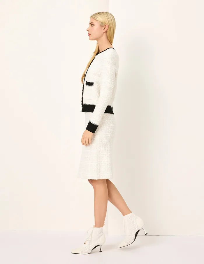 MARYLING Skirts Straight KneeLength White Textured Knit Skirt Snow 8211 Women MARYLING Skirts Straight KneeLength White Textured Knit Skirt Snow 8211 Women