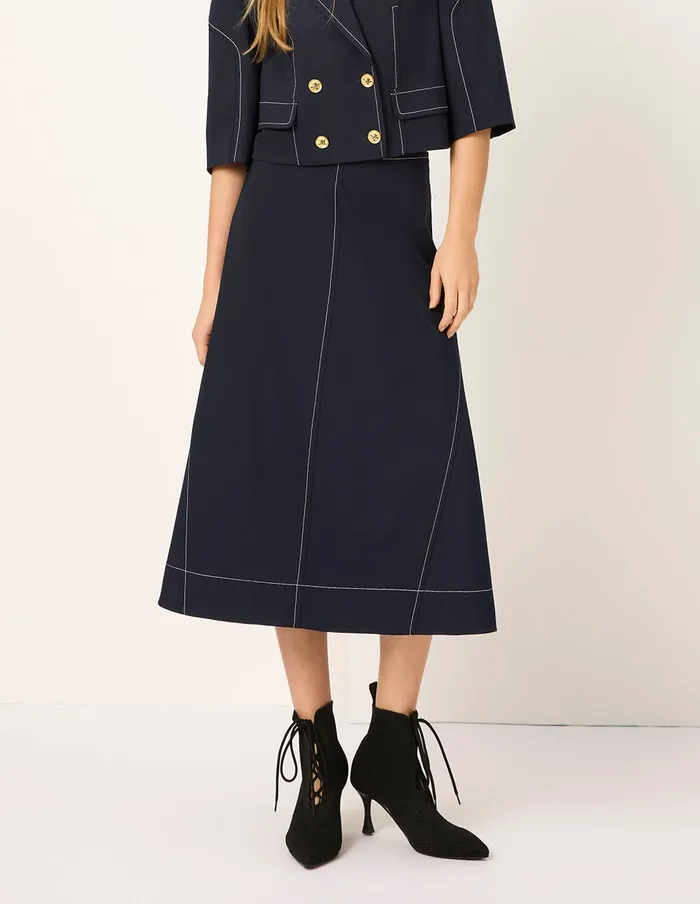 MARYLING Skirts White Trim KneeLength Trumpet Skirt Blue Ashes 8211 Women MARYLING Skirts White Trim KneeLength Trumpet Skirt Blue Ashes 8211 Women
