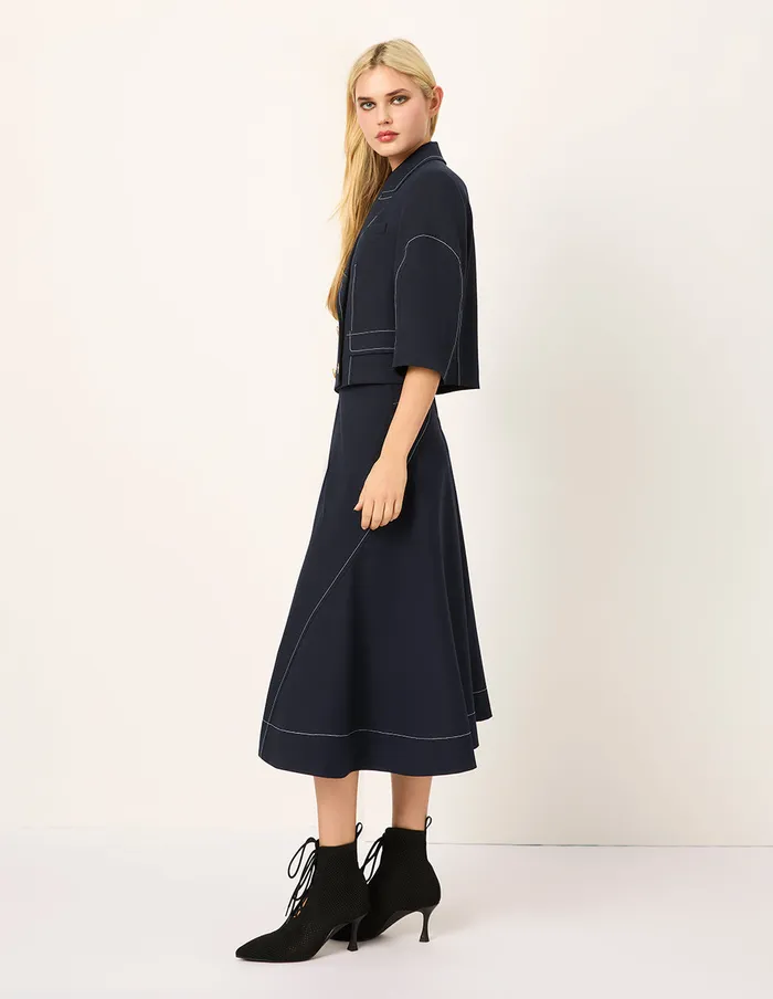 MARYLING Skirts White Trim KneeLength Trumpet Skirt Blue Ashes 8211 Women MARYLING Skirts White Trim KneeLength Trumpet Skirt Blue Ashes 8211 Women