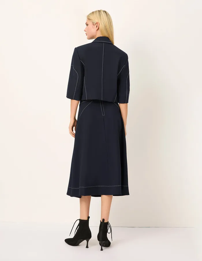 MARYLING Skirts White Trim KneeLength Trumpet Skirt Blue Ashes 8211 Women MARYLING Skirts White Trim KneeLength Trumpet Skirt Blue Ashes 8211 Women