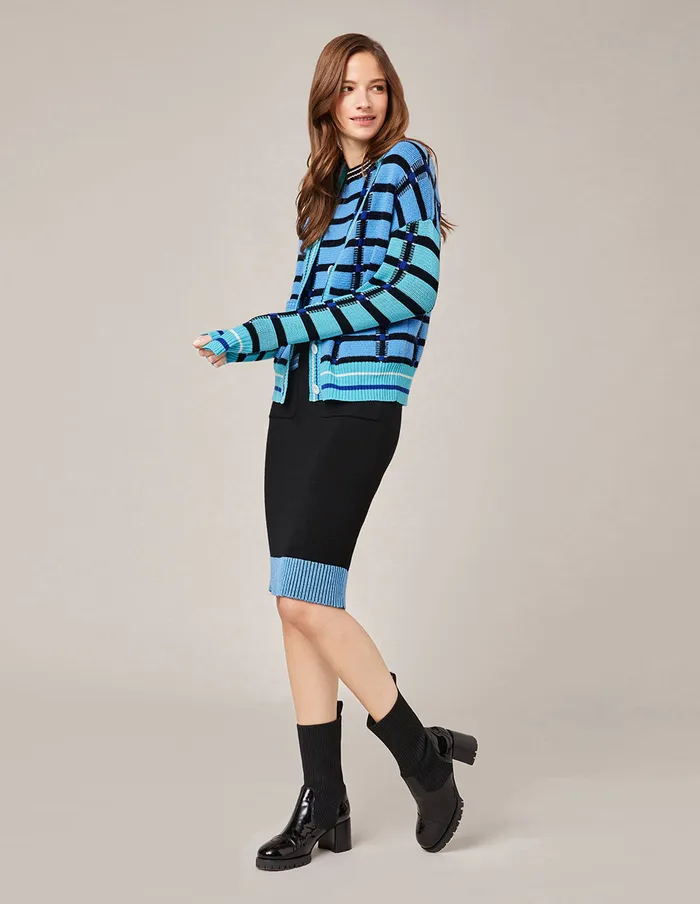 MARYLING Slip Dress CREW NECK SLEEVELESS CHECK KNITTED DRESS Deep Sky Blue 8211 Women MARYLING Slip Dress CREW NECK SLEEVELESS CHECK KNITTED DRESS Deep Sky Blue 8211 Women