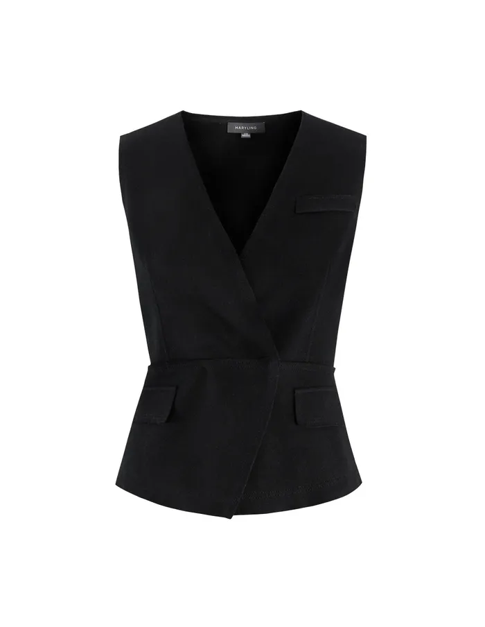 MARYLING Vest Black Vneck Doublebreasted Vest Sheep Wool Vest Black 8211 Women MARYLING Vest Black Vneck Doublebreasted Vest Sheep Wool Vest Black 8211 Women