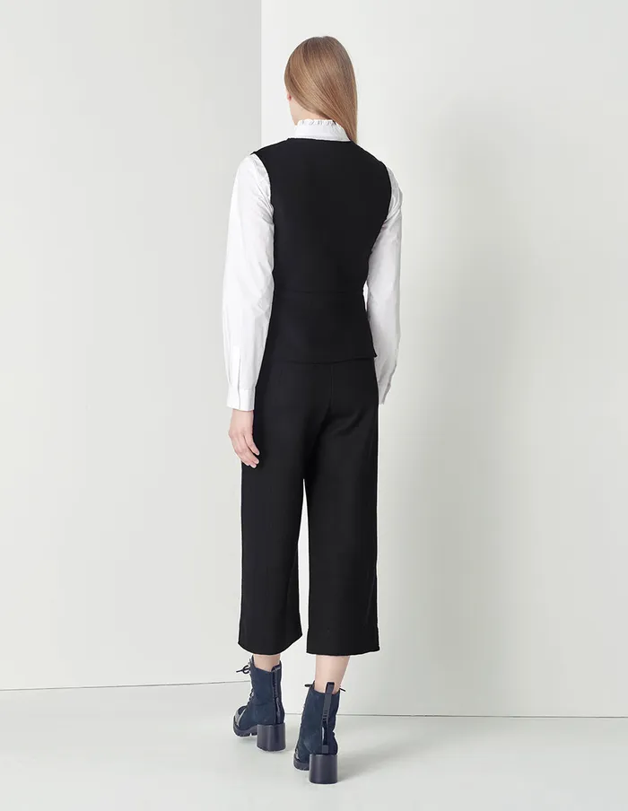 MARYLING Vest Black Vneck Doublebreasted Vest Sheep Wool Vest Black 8211 Women MARYLING Vest Black Vneck Doublebreasted Vest Sheep Wool Vest Black 8211 Women