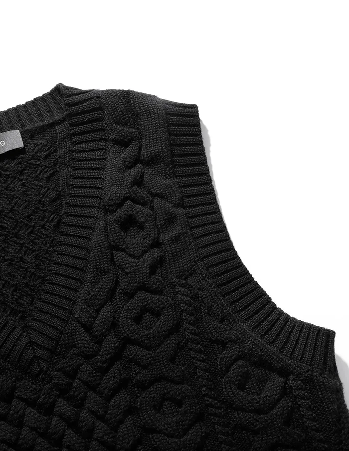 MARYLING Vest Black Vneck Hem Asymmetric Wool Knitted Vest Black 8211 Women MARYLING Vest Black Vneck Hem Asymmetric Wool Knitted Vest Black 8211 Women