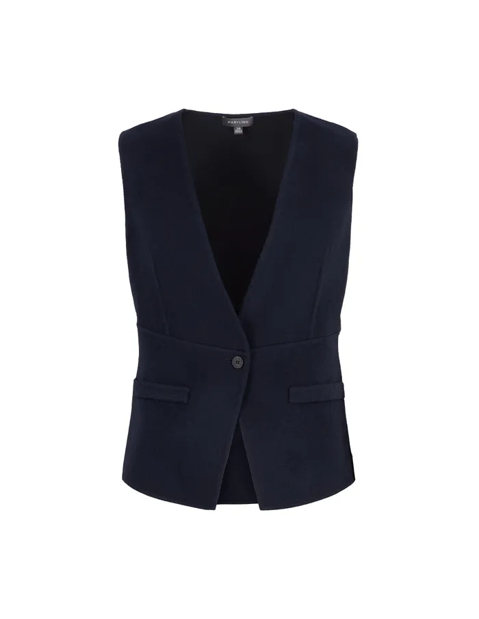 MARYLING Vest Dark Blue VNeck DoubleSided Woolen Vest Mid 8211 Women MARYLING Vest Dark Blue VNeck DoubleSided Woolen Vest Mid 8211 Women