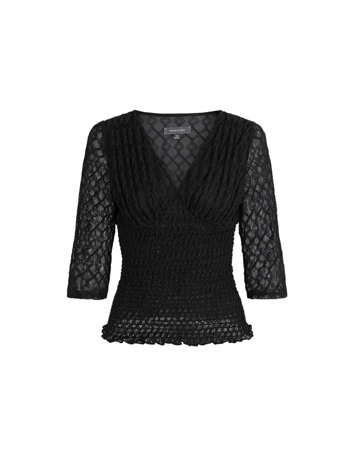 MARYLING Vest Jacquard VNeck Top Black 8211 Women MARYLING Vest Jacquard VNeck Top Black 8211 Women