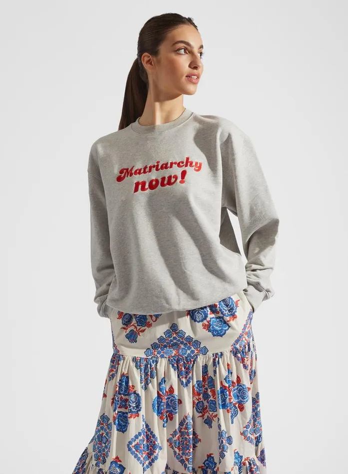 MATRIARCHY NOW Standup Sweatshirt Tunita Grigio Women La Double J Tshirts and Sweatshirts
