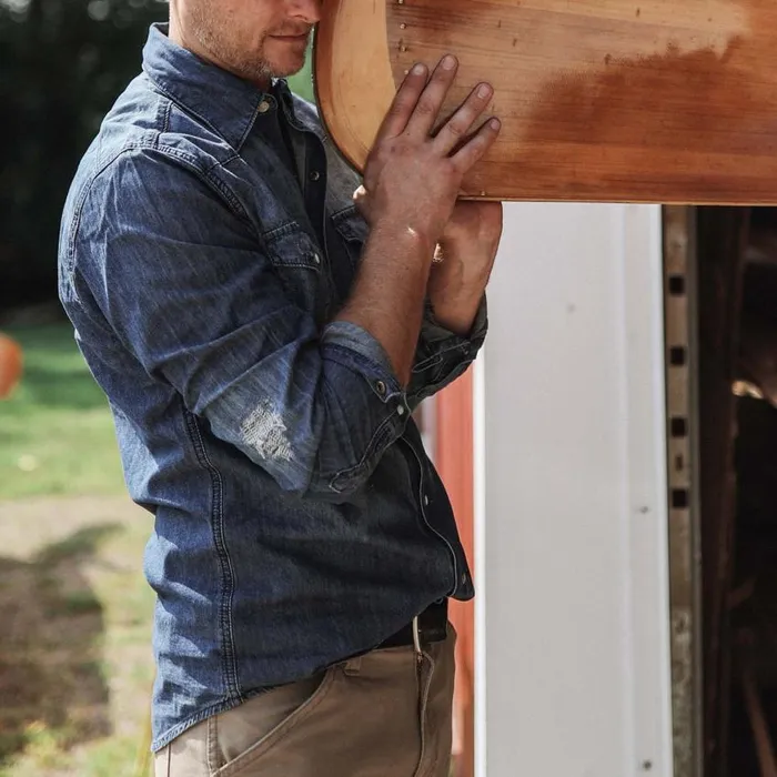 Medium Blue Denim Shirt Blue Men Stetson Denim Shirts