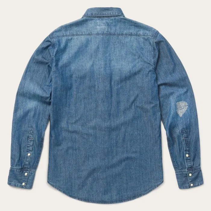 Medium Blue Denim Shirt Blue Men Stetson Denim Shirts