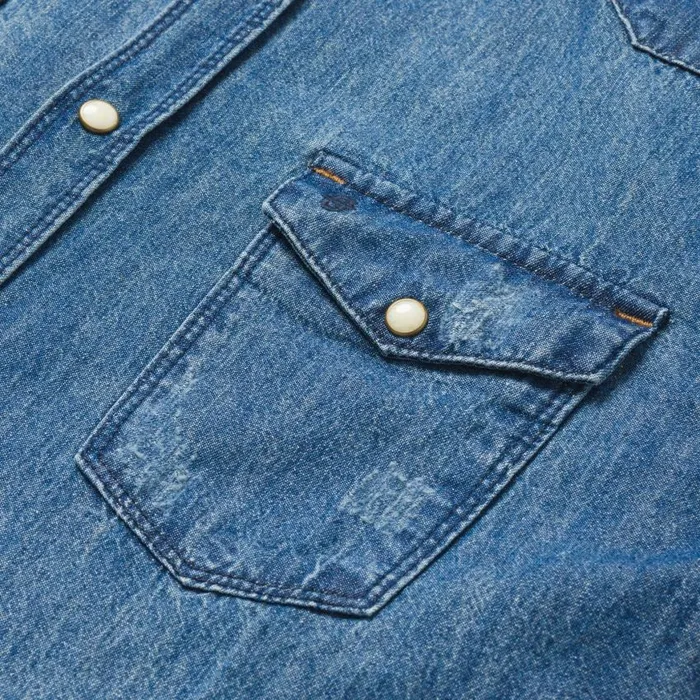 Medium Blue Denim Shirt Blue Men Stetson Denim Shirts