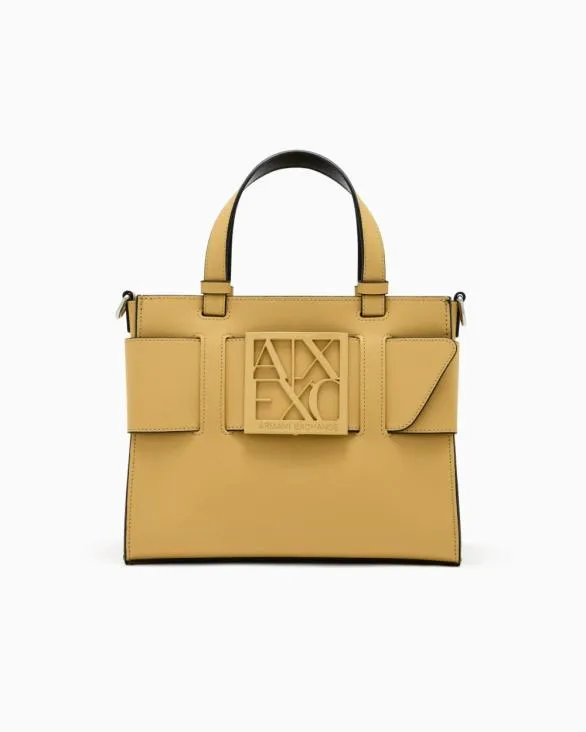 Medium Tote Bag With Double Handles And Shoulder Strap Yellow Women Armani Shoppers