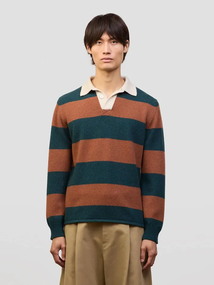 Men Begg X Co Sweaters Hooped Rugby Cashmere Sweater Kilmuir Rum