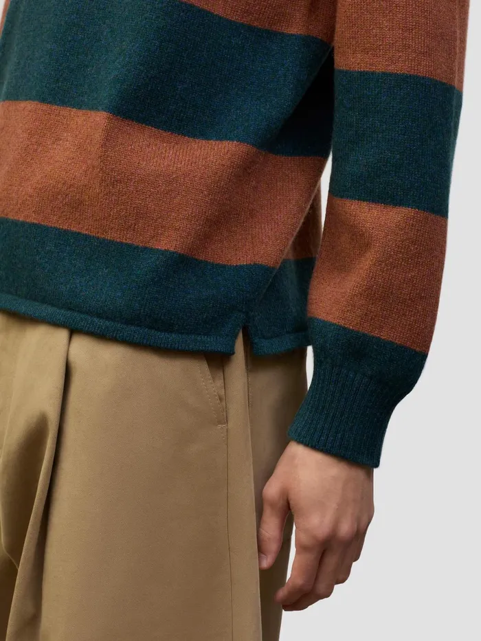 Men Begg X Co Sweaters Hooped Rugby Cashmere Sweater Kilmuir Rum