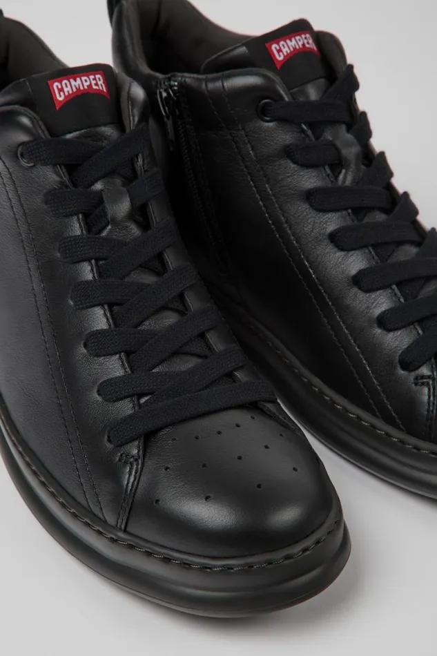 Men Camper Ankle Boots Runner Black Leather Ankle Boots