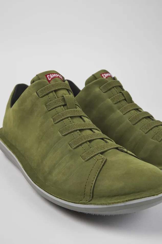 Men Camper Casual Shoes Beetle Green Nubuck Low Sneaker