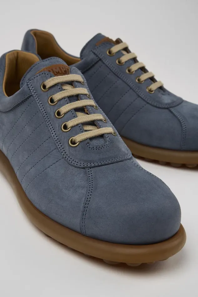Men Camper Casual Shoes Pelotas Blue Nubuck Oxford Sneaker
