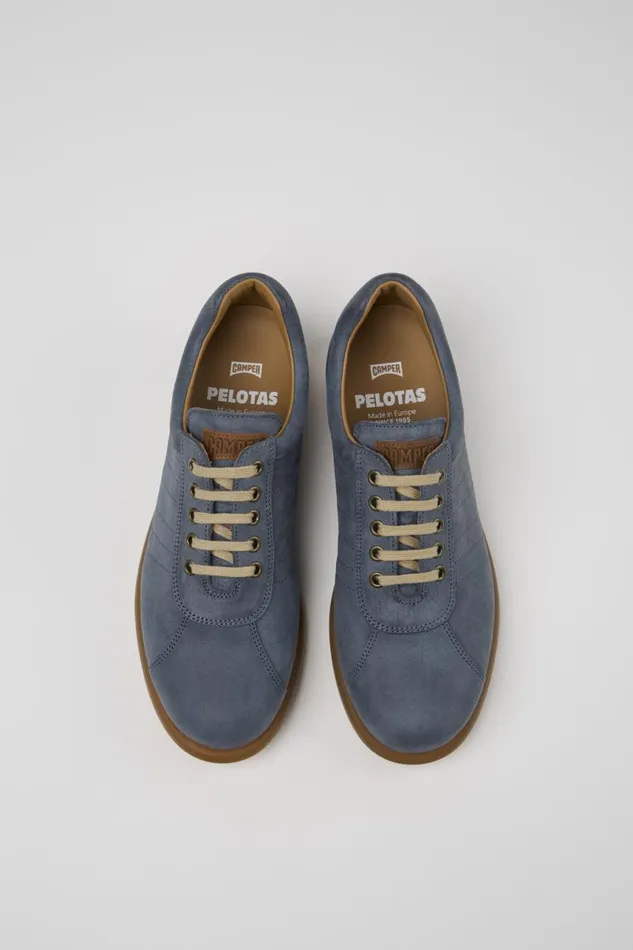 Men Camper Casual Shoes Pelotas Blue Nubuck Oxford Sneaker