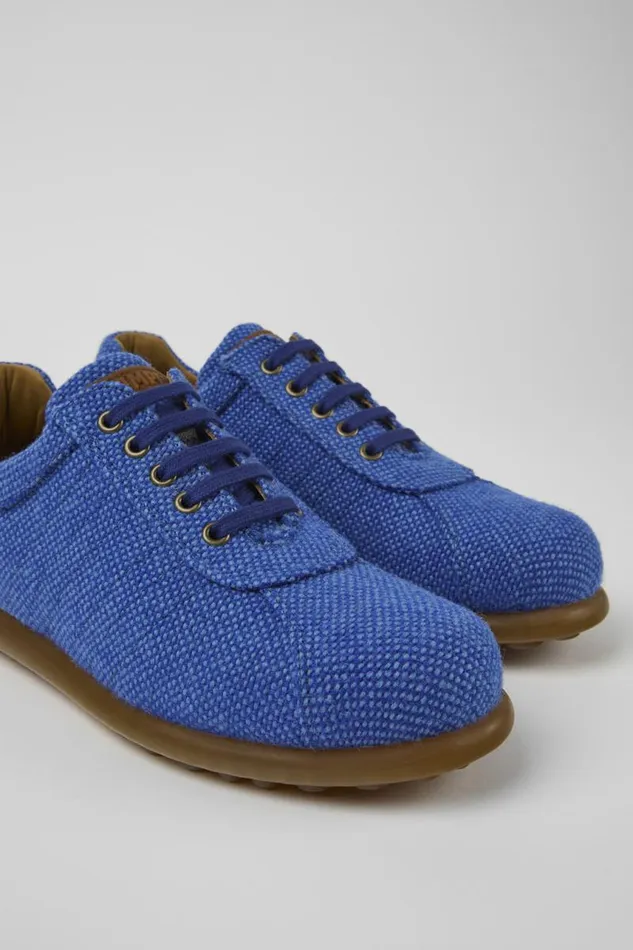 Men Camper Casual Shoes Pelotas Blue Wool Viscose And Leather Shoes