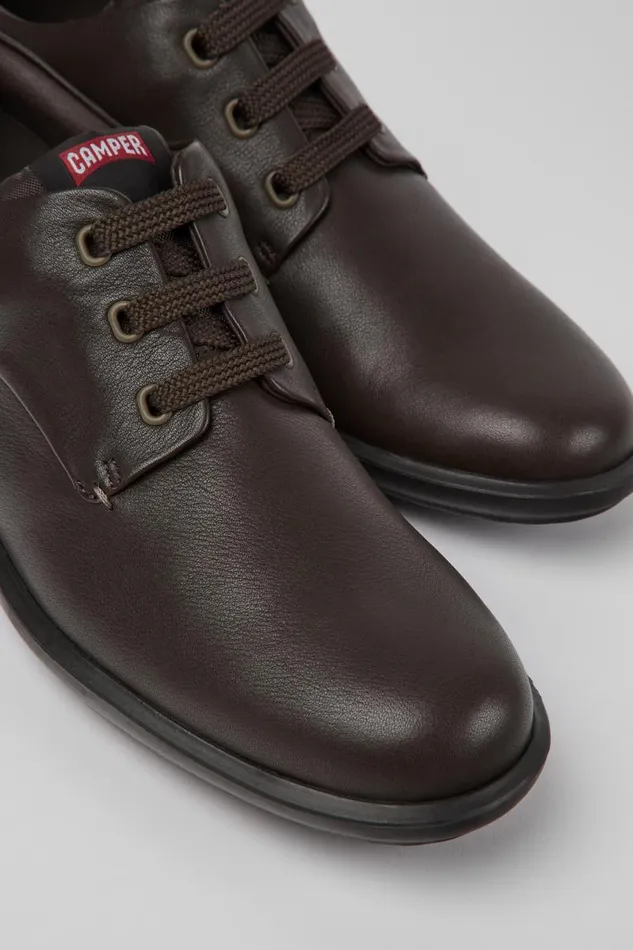 Men Camper Formal Shoes Atom Work Dark Brown Blucher Shoes